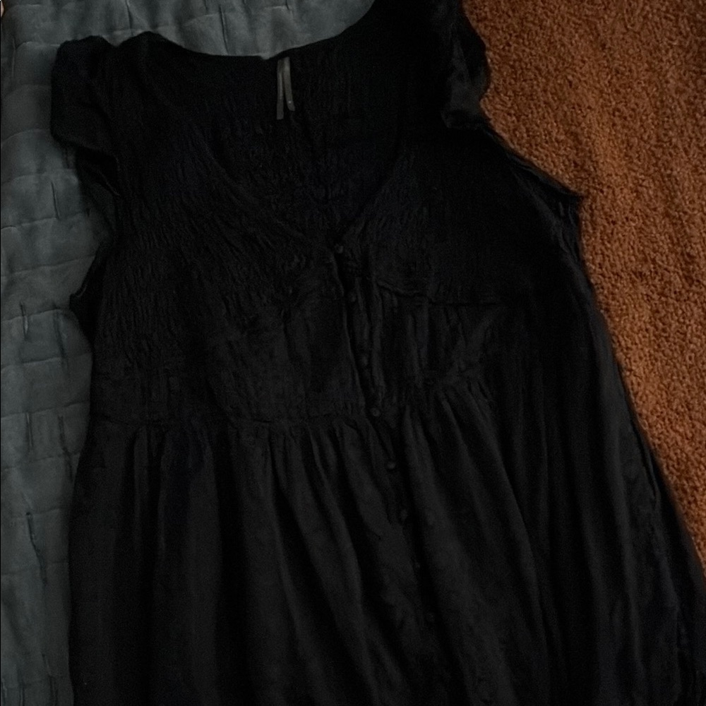 Anthropologie Black Sleeveless Ruffled Blouse
